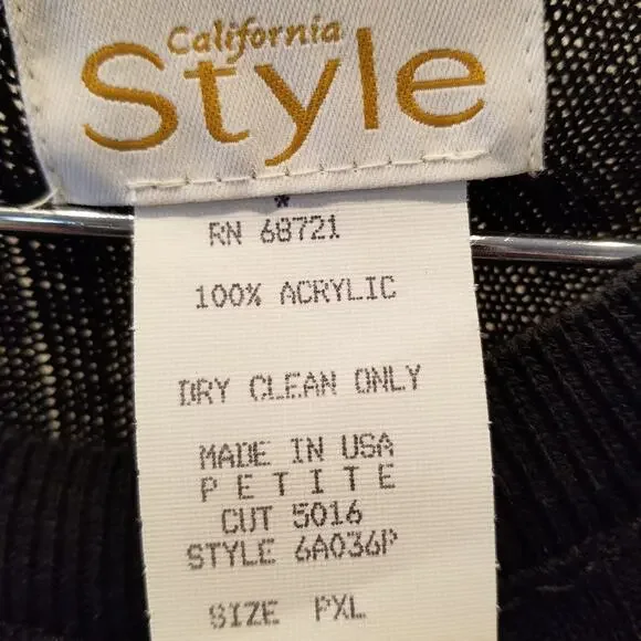 Vintage 90's Black Sweater Knit Dress Stretch Petites Long Sleeve Womens Size XL - Picture 10 of 11